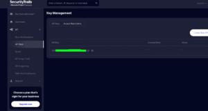 SecurityTrails API key SecurityTrails API key
