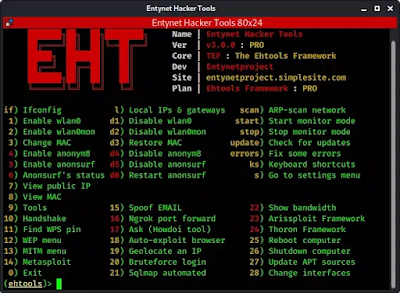 ehtools main menu
