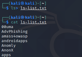 ls list file ls list file