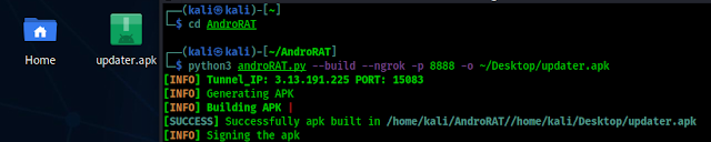 building payload using androrat