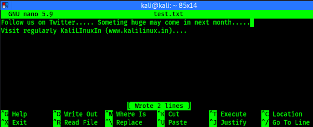 editing text using nano text editor on terminal editing text using nano text editor on terminal