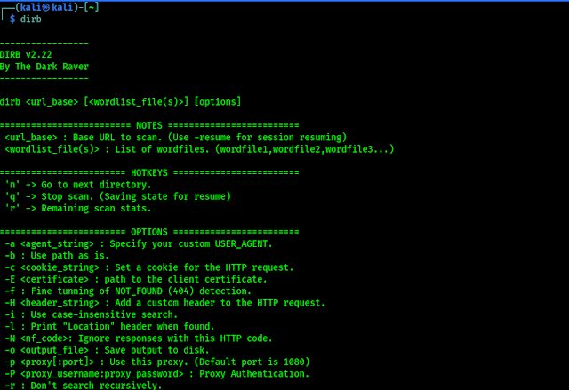 dirb help on kali linux dirb help on kali linux