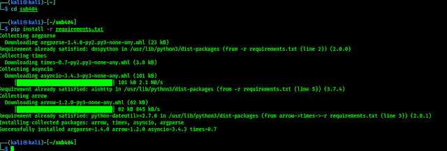 installing requirements for sub404 installing requirements for sub404