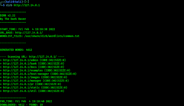 dirb on Kali Linux dirb on Kali Linux