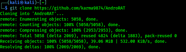 cloning AndroRAT from GitHub