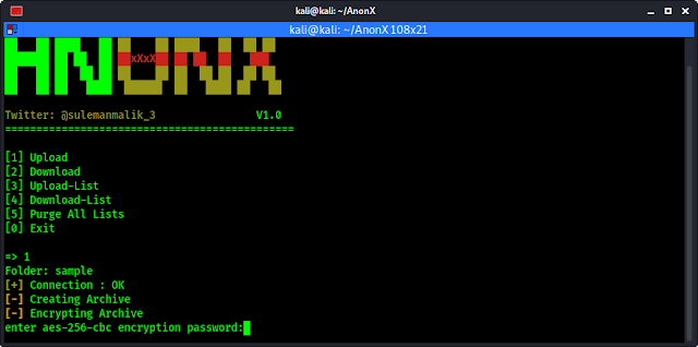 Anonx prompted for password to encrypt the folder Anonx prompted for password to encrypt the folder
