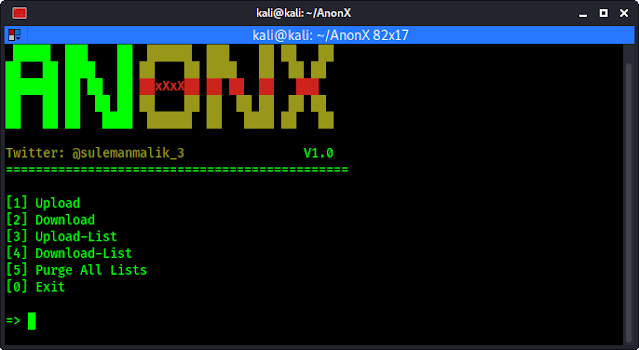 Anonx main menu Anonx main menu