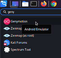 Genymotion on kali linux app menu Genymotion on kali linux app menu