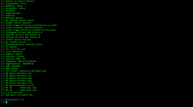 Mosint tool results against a e-mail id on Kali Linux Mosint tool results against a e-mail id on Kali Linux