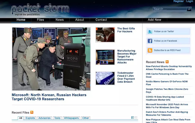 Packet Storm homepage Packet Storm homepage