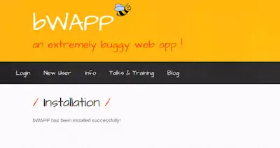 bWAPP sucessfully installed bWAPP sucessfully installed
