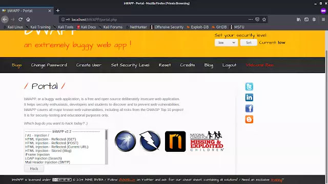 installed bWAPP in our Kali Linux installed bWAPP in our Kali Linux