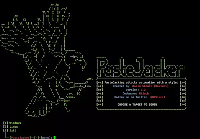 PasteJacker main menu PasteJacker main menu