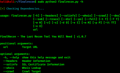 options in FinalRecon options in FinalRecon