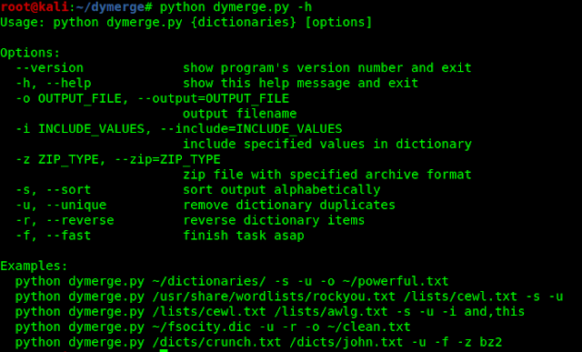 dymerge help option dymerge help option