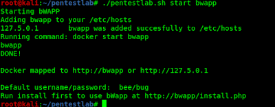 started bwapp in docker using pentestlab started bwapp in docker using pentestlab