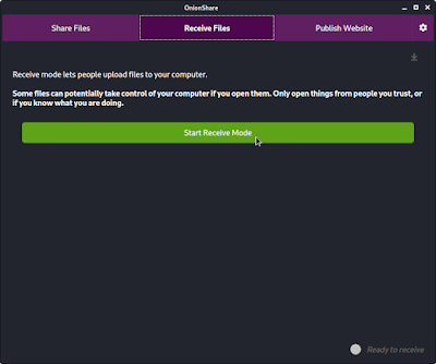 Receive files mode on OnionShare Receive files mode on OnionShare