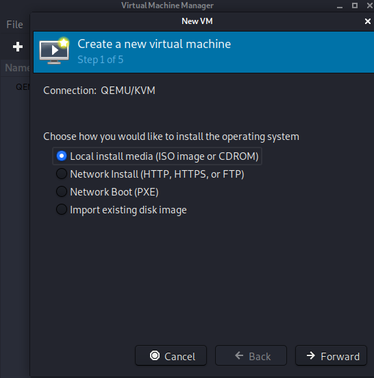 creating virtual machine using KVM