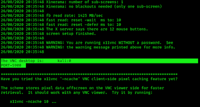 VNC server started on 5900 VNC server started on 5900
