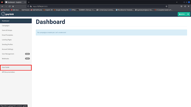 GoPhish sucessfully running GoPhish sucessfully running
