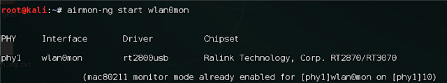 airmon-ng start wlan0mon