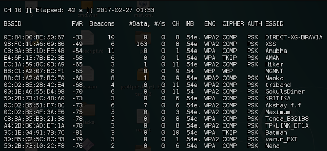 airodump-ng wlan0mon