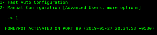 honeypot started honeypot started