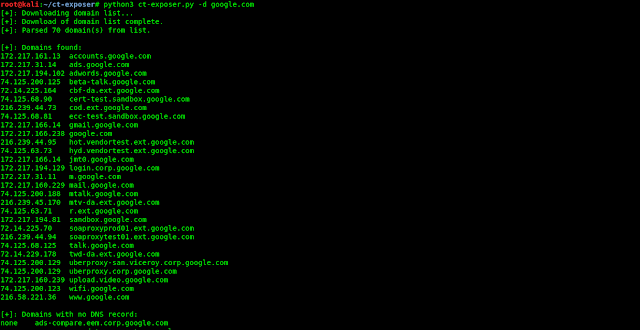 google ct logs