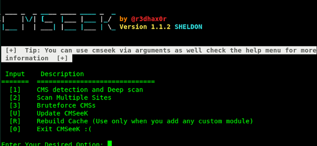 cmseek main menu cmseek main menu