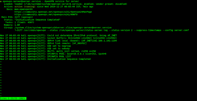 openvpn server running in kali linux openvpn server running in kali linux