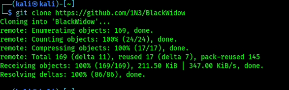 clonning blackwidow from github clonning blackwidow from github