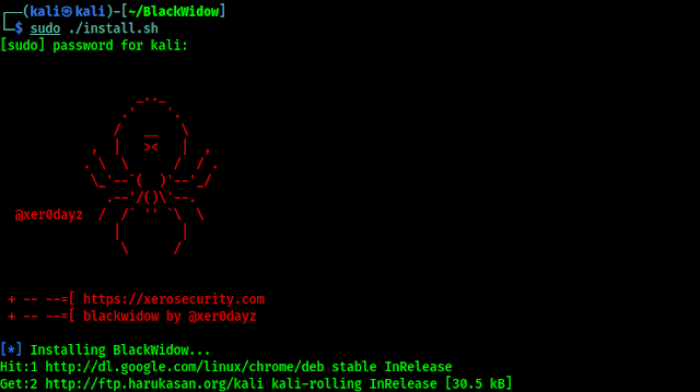 Installing black widow on kali linux Installing black widow on kali linux