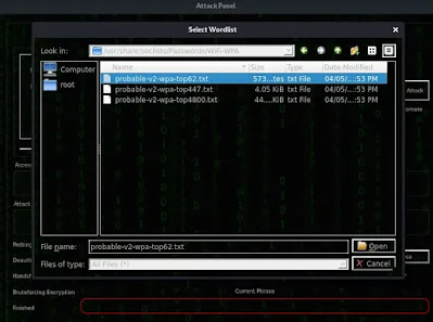 Choosing Password list on fern Choosing Password list on fern