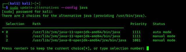 configuring Java version 8 on Kali linux 2020 configuring Java version 8 on Kali linux 2020