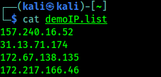 IP address list for an example IP address list for an example