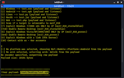 easysploit payload created easysploit payload created