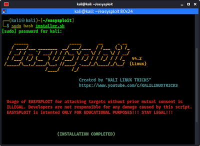 easysploit install completed easysploit install completed