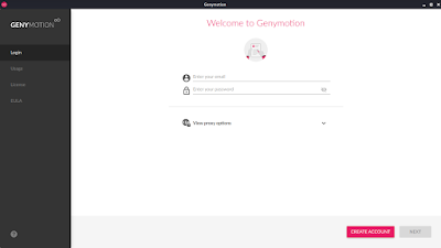 genymotion app login screen genymotion app login screen