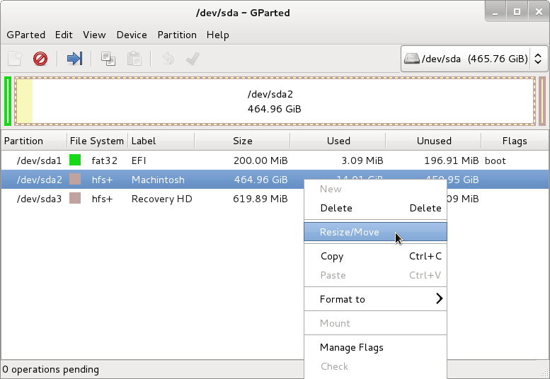 resizing using gparted resizing using gparted