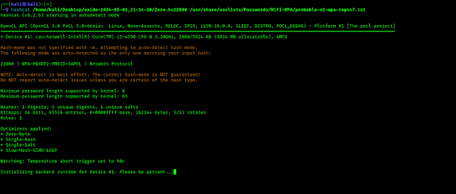 Hashcat is trying to crack the password Hashcat is trying to crack the password