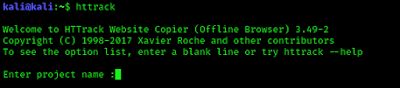 httrack run and project name