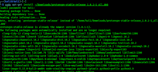 Installing proton VPN on Kali Linux Installing proton VPN on Kali Linux