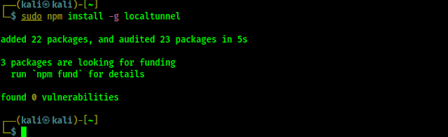 installing localtunnel using node package manager installing localtunnel using node package manager