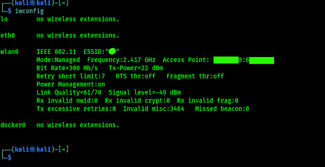 iwconfig network interfaces on Kali Linux iwconfig network interfaces on Kali Linux