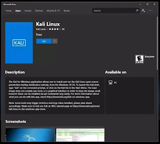 kali linux on microsoft store