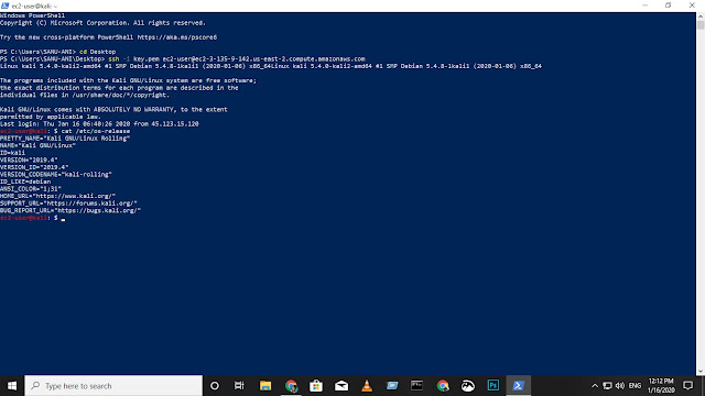 Kali AWS Cloud on Windows CMD Kali AWS Cloud on Windows CMD