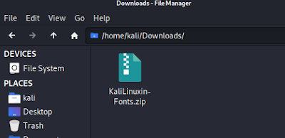 Kali Linux fonts zip file downloaded Kali Linux fonts zip file downloaded