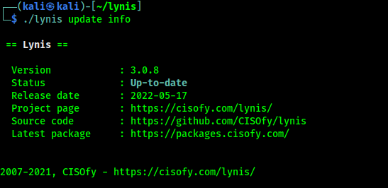 lynis updated information lynis updated information
